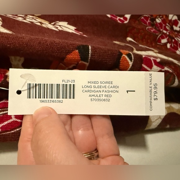 Chico’s Mixed Soiree Long Sleeve Open Cardigan Size 1 Medium NWT Cashmere Blend - Picture 7 of 10